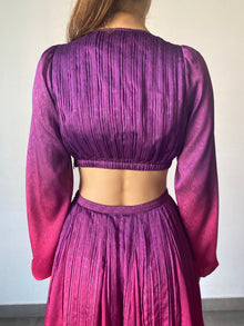 Rococo Sand | Paige High-Neck Side Zipper Regular Fit Long Dress | Pink/Purple Ombre
