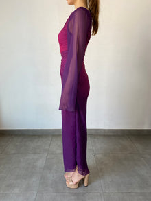 Rococo Sand | Paige One-Sleeve Long Dress | Pink/Purple Ombre