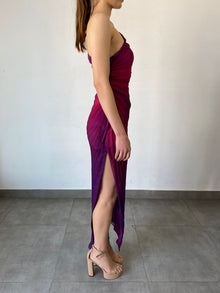 Rococo Sand | Paige One-Sleeve Long Dress | Pink/Purple Ombre