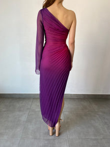 Rococo Sand | Paige One-Sleeve Long Dress | Pink/Purple Ombre