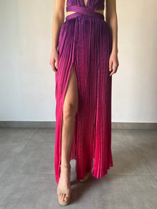 Rococo Sand | Paige Strapless Back Tie Long Dress | Pink/Purple Ombre