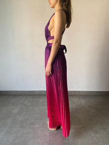 Rococo Sand | Paige Strapless Back Tie Long Dress | Pink/Purple Ombre