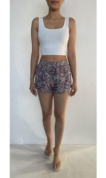 Rococo Sand | Paola Viscose Georgette Lurex Shorts | White Multi