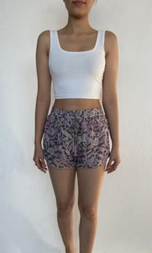 Rococo Sand | Paola Viscose Georgette Lurex Shorts | White Multi