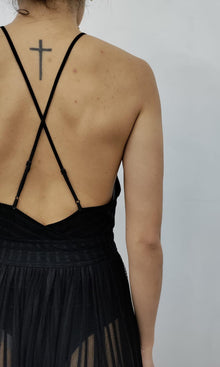 Rococo Sand | Plum Nylon Net Long Dress | Black