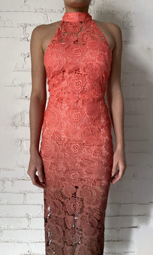 Rococo Sand | Rae Polyester Long Dress | Brown/Neon Pink