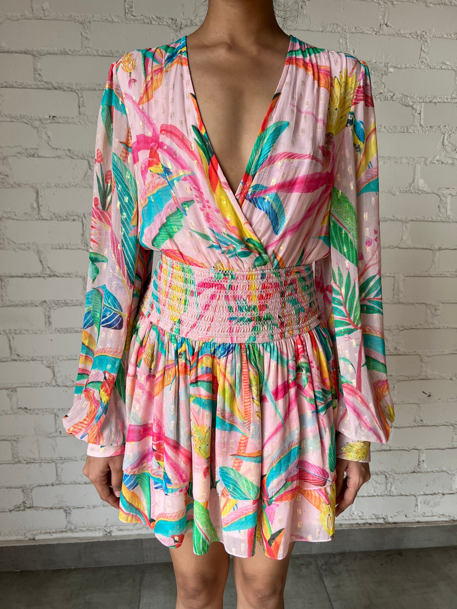 Rococo Sand | Rio Relaxed Fit Long-Sleeve Short Dress | Multicolor