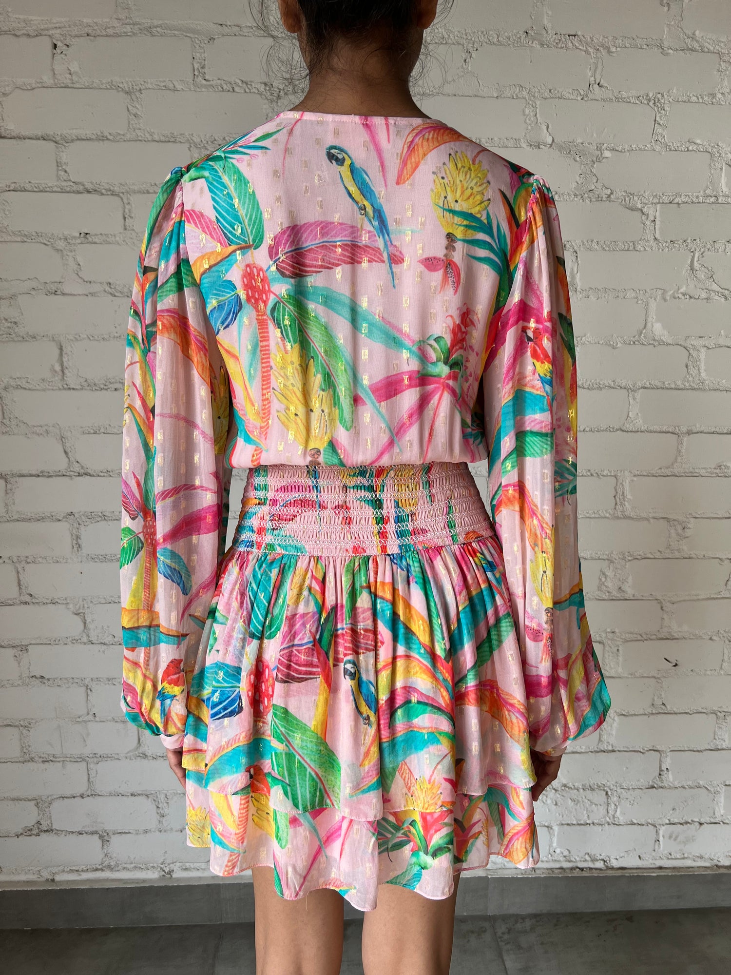 Rococo Sand | Rio Relaxed Fit Long-Sleeve Short Dress | Multicolor
