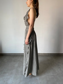 Rococo Sand | River Deep V-Neck Sleeveless Long Dress | Grey