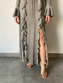 Rococo Sand | River Deep V-Neck Long-Sleeve Long Dress | Grey