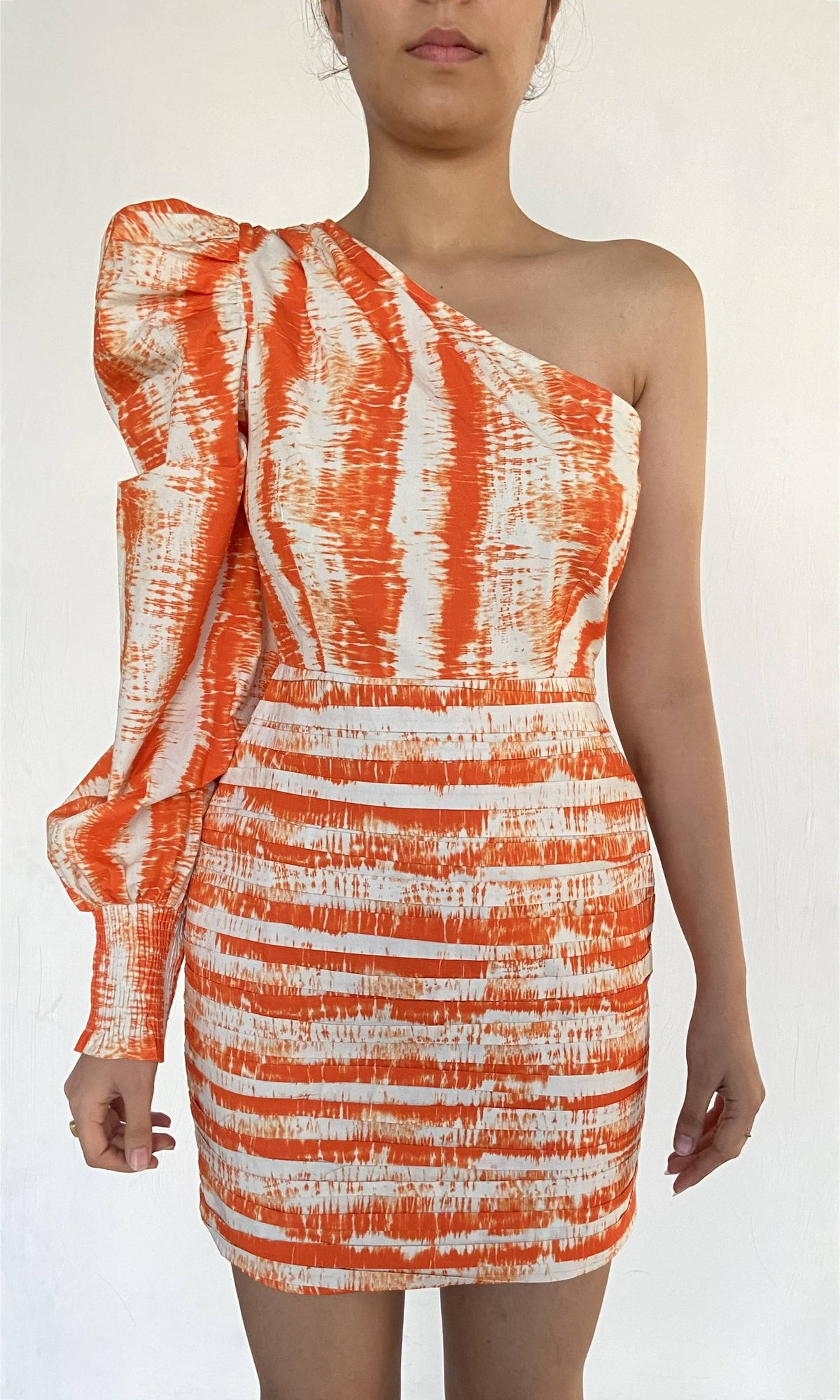 Womens | SL Cotton Short Dress | Orange White