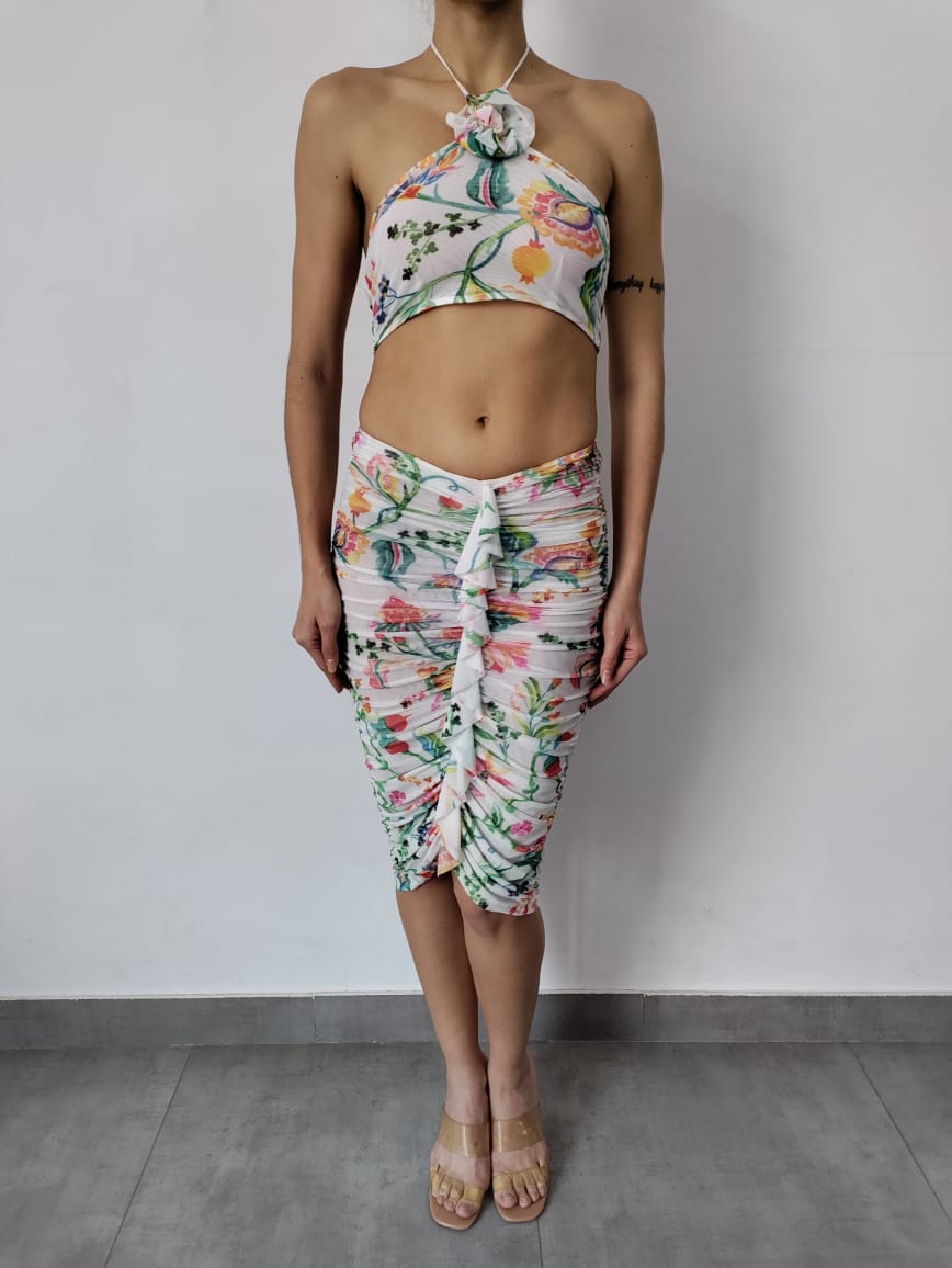 Rococo Sand | Susan Midi Skirt | White Multi