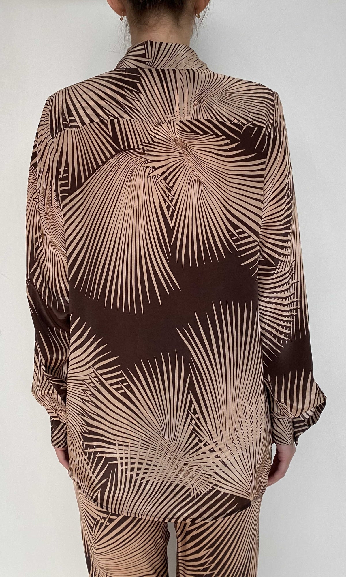 Womens | Taro Natural Crepe Oversized Shirt | Brown
