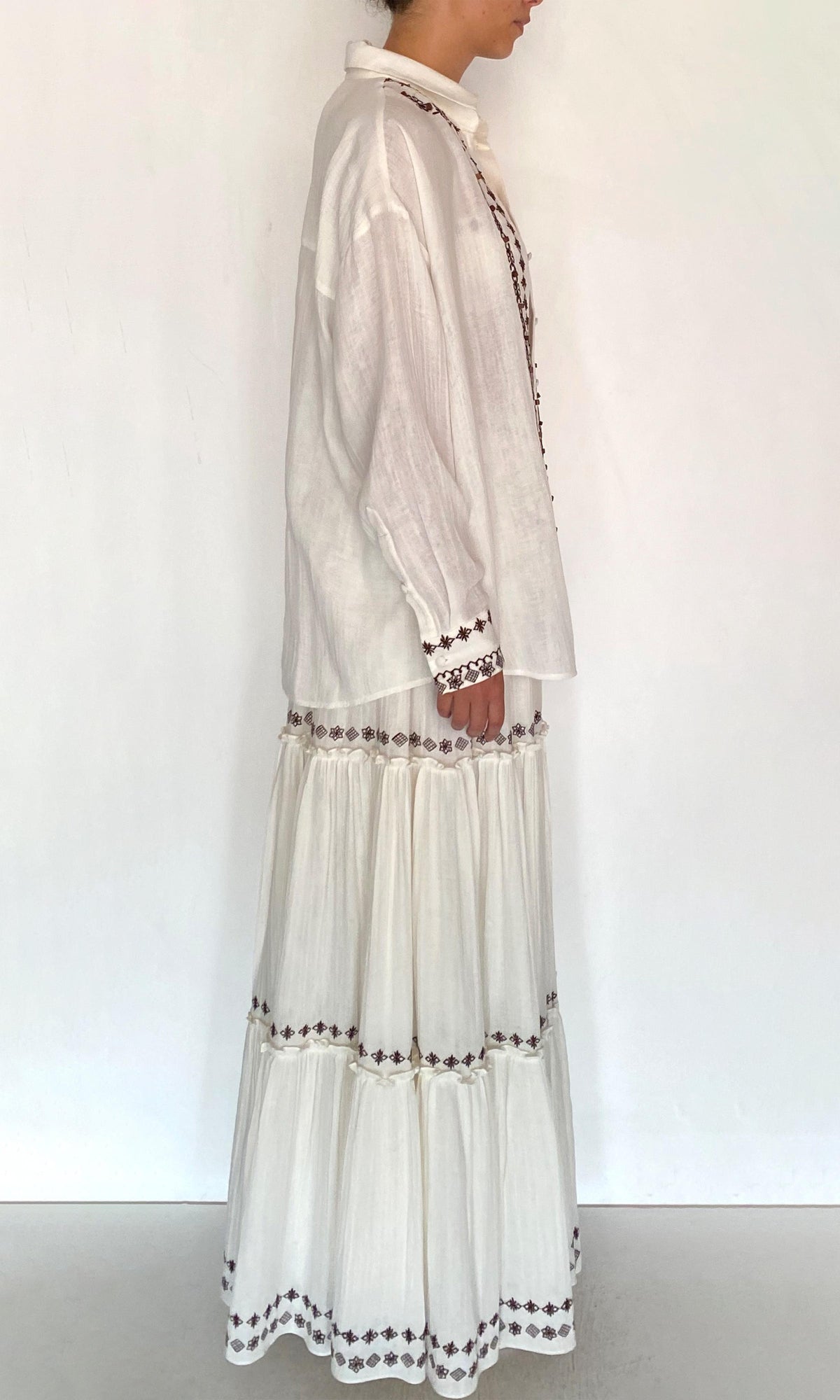 Rococo Sand | Taz Double Gauze Oversized Shirt | White