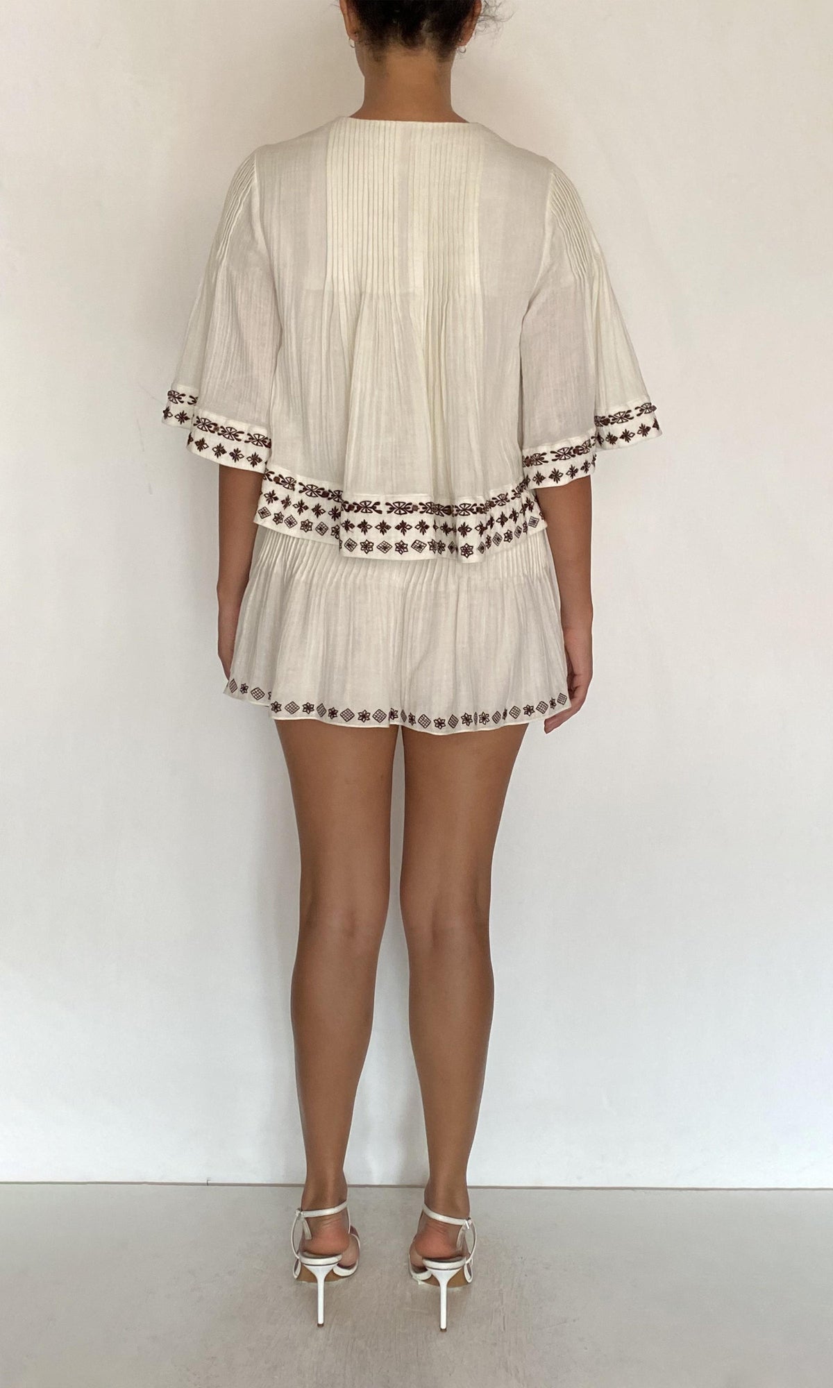 Rococo Sand | Taz Double Gauze Pintuck Skirt | White