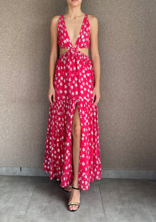 Rococo Sand | Vega V-Neck Sleeveless Long Dress | Pink