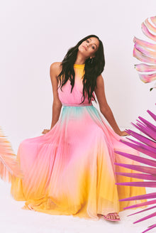 Rococo Sand | Zale Halter-Neck Long Dress | Multicolor