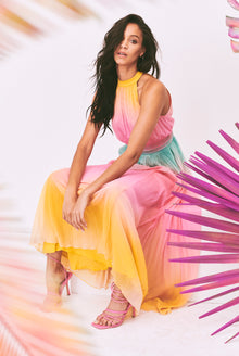 Rococo Sand | Zale Halter-Neck Long Dress | Multicolor