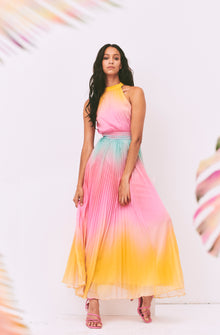 Rococo Sand | Zale Halter-Neck Long Dress | Multicolor