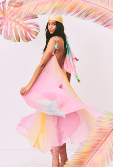 Rococo Sand | Zale V-Neck Sleeveless Long Dress | Multicolor