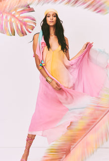 Rococo Sand | Zale V-Neck Sleeveless Long Dress | Multicolor
