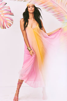 Rococo Sand | Zale V-Neck Sleeveless Long Dress | Multicolor