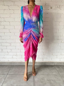 Rococo Sand | Cloud Regular Fit Midi Dress | Multicolor