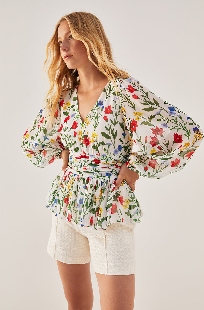 Botanica Fleur Peplum Blouse | Ivory