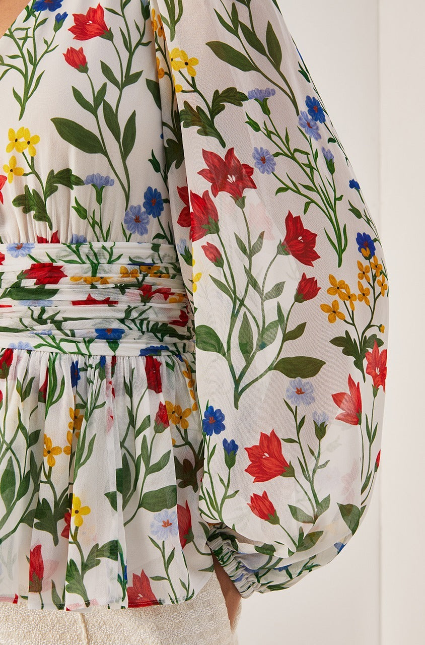 Botanica Fleur Peplum Blouse | Ivory