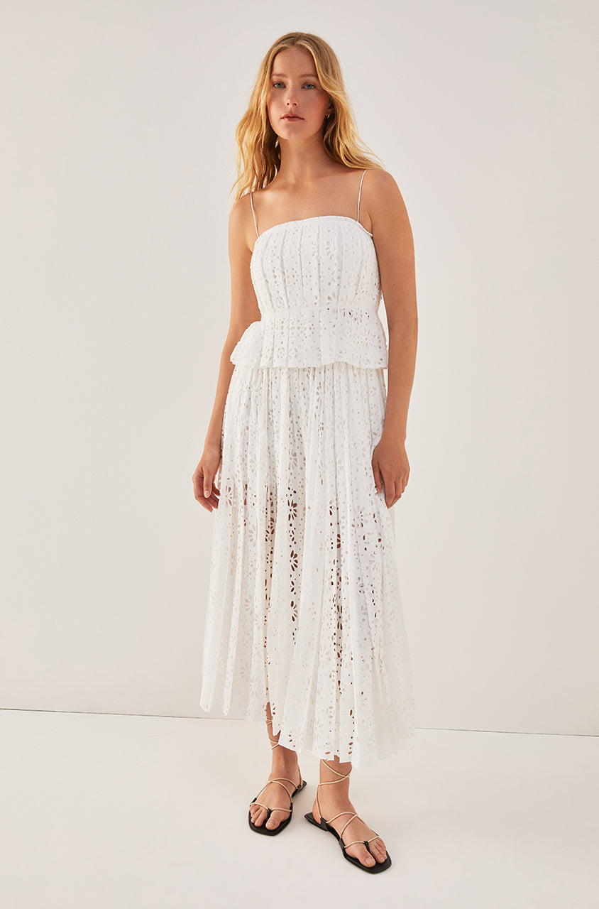 Geo Eyelet Pleated Tank | Milk