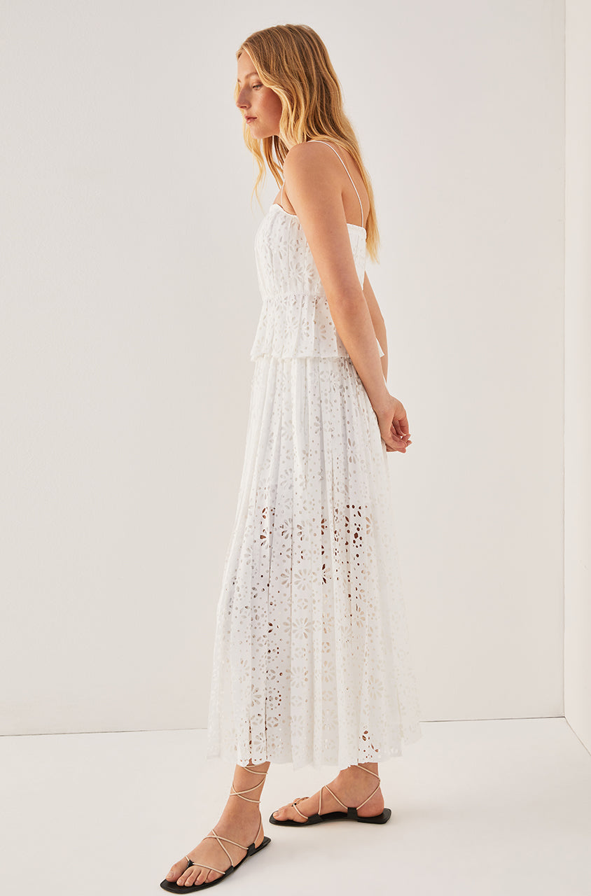 Geo Eyelet Pleated Tank | Milk