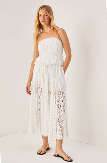 Geo Eyelet Pleated Skirt | Milk