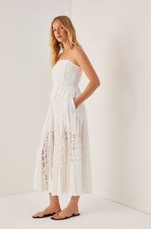 Geo Eyelet Pleated Skirt | Milk