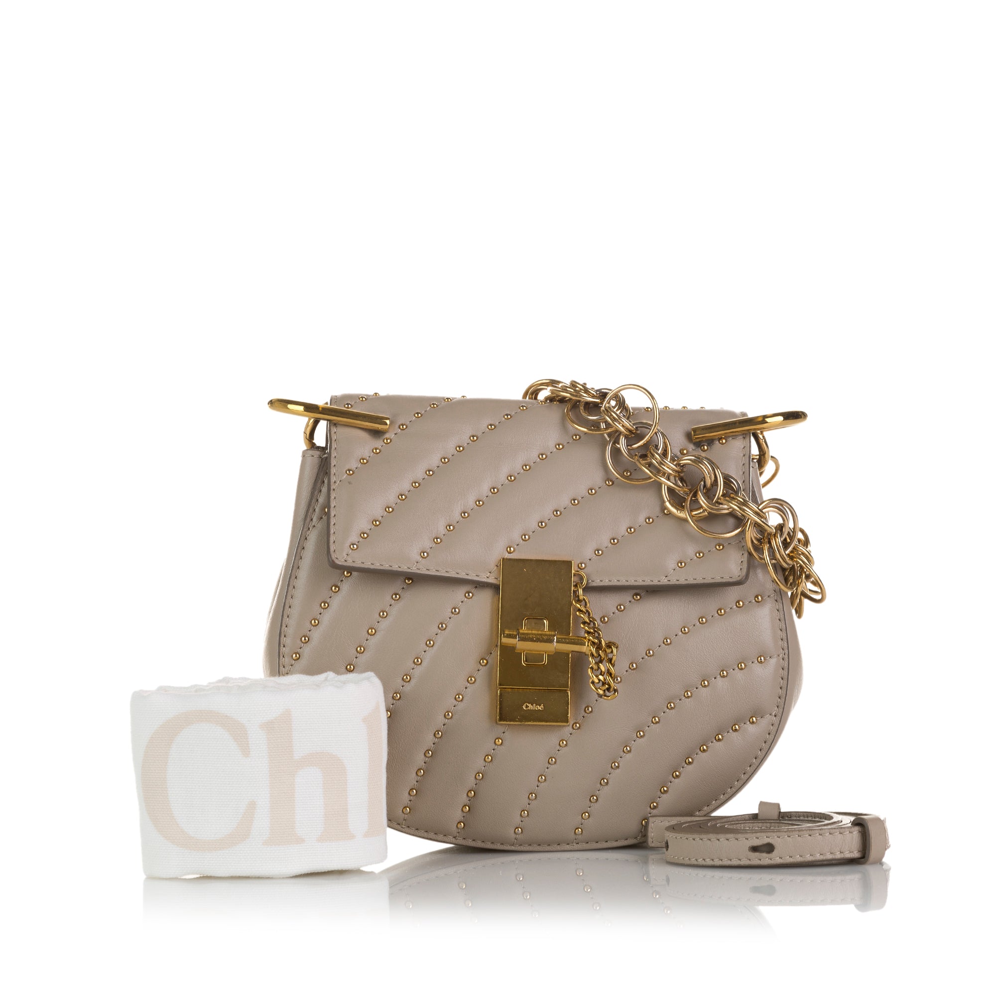 Chloé Pre-Owned Drew Bijou Studded Leather Crossbody Bag | Women | Gray