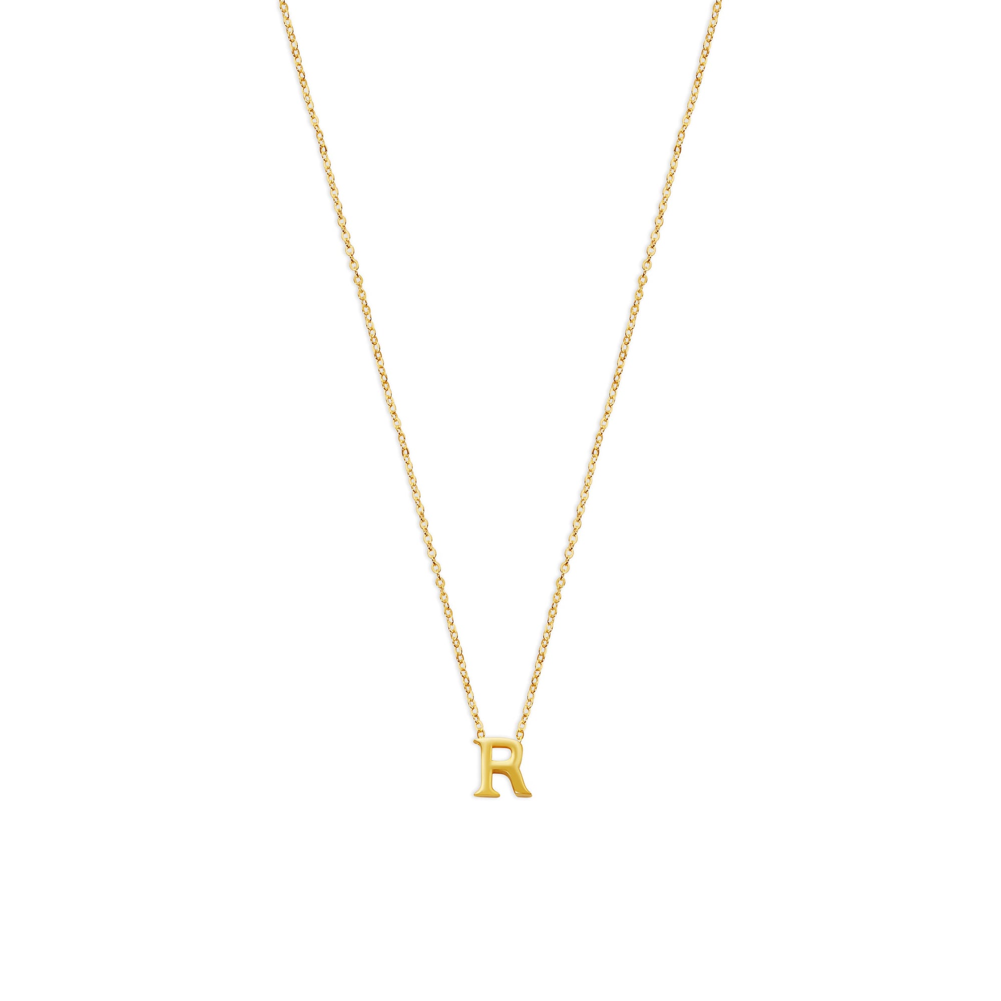 block letter r initial necklace