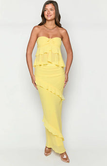 Raleigh Ruffle Strapless Top | Yellow