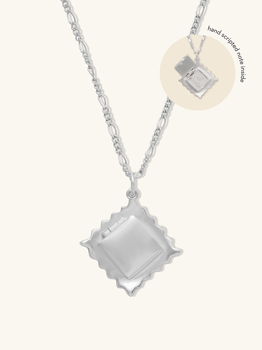 Ravioli Necklace | Silver Rhodium Plated Brass