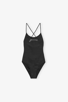 Recycled Tie String Swimsuit | Black