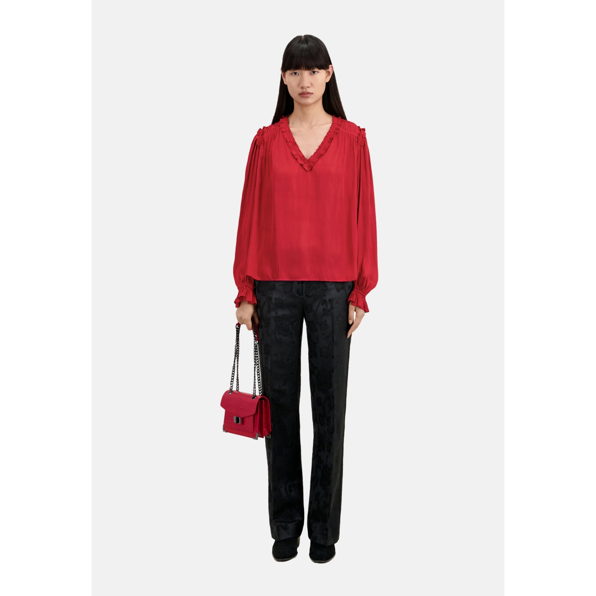 Red Top With Shirring | Women | Light Burgundy