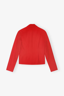Red Twill Suiting Fitted Blazer | Barbados Cherry