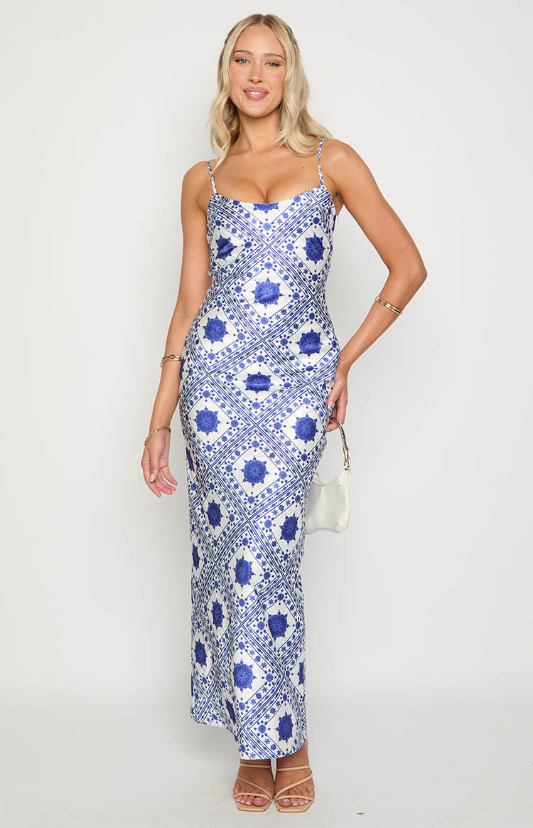 Renesmee Tile Print Maxi Dress | Navy