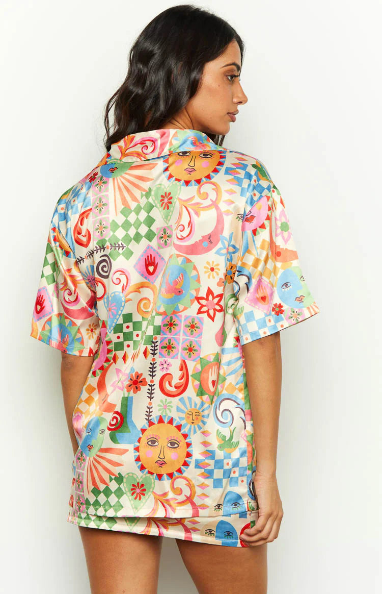 Resort Satin Shirt | Summer Print