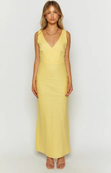 Resorts Linen Blend Maxi Dress | Yellow