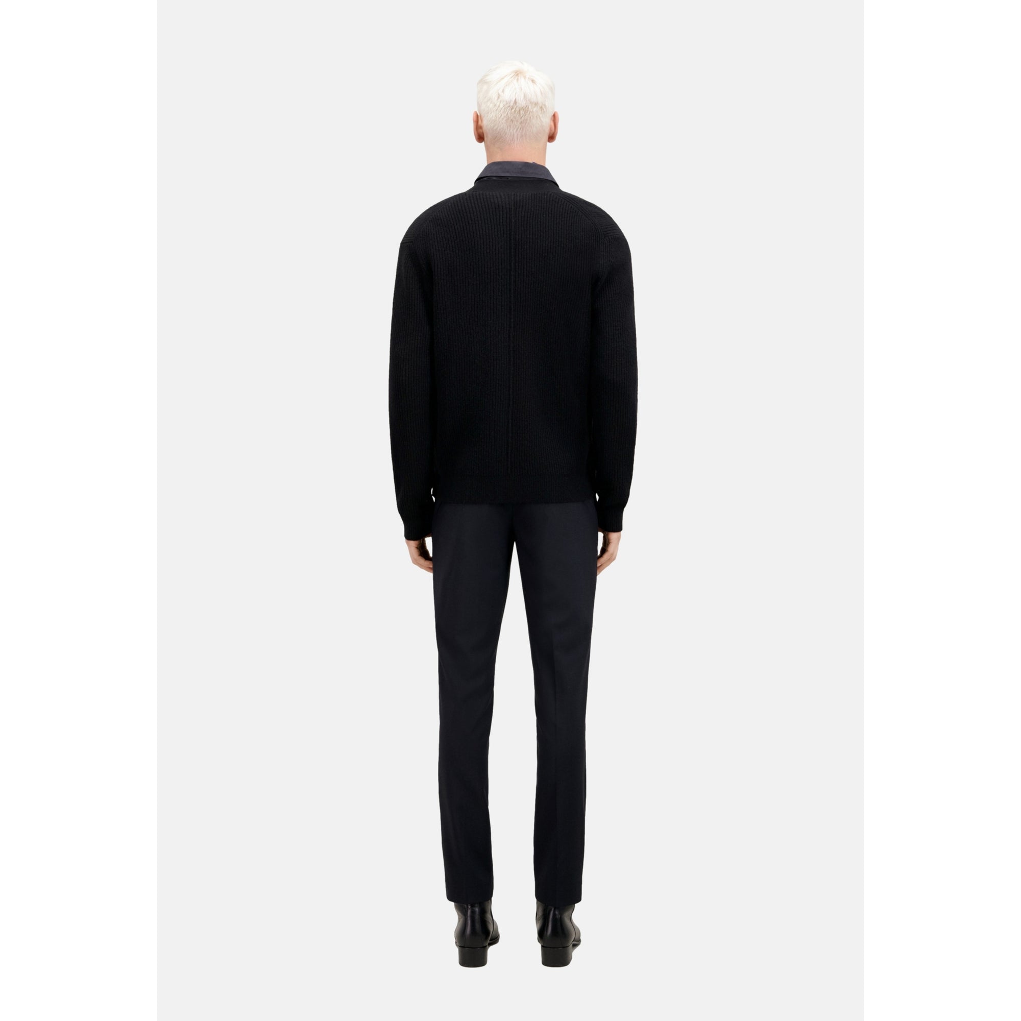 Ribbed Wool-Blend Cardigan | Men | Black