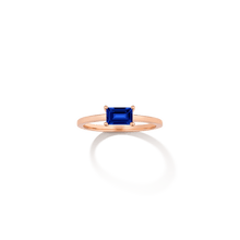Birthstone Baguette Ring - Sapphire Vermeil 14k 18k Rose Gold First