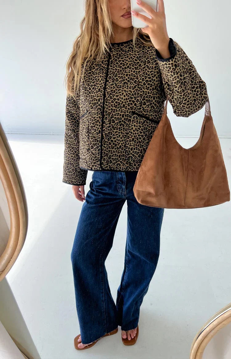 Robbie Quilted Jacket | Leopard Print
