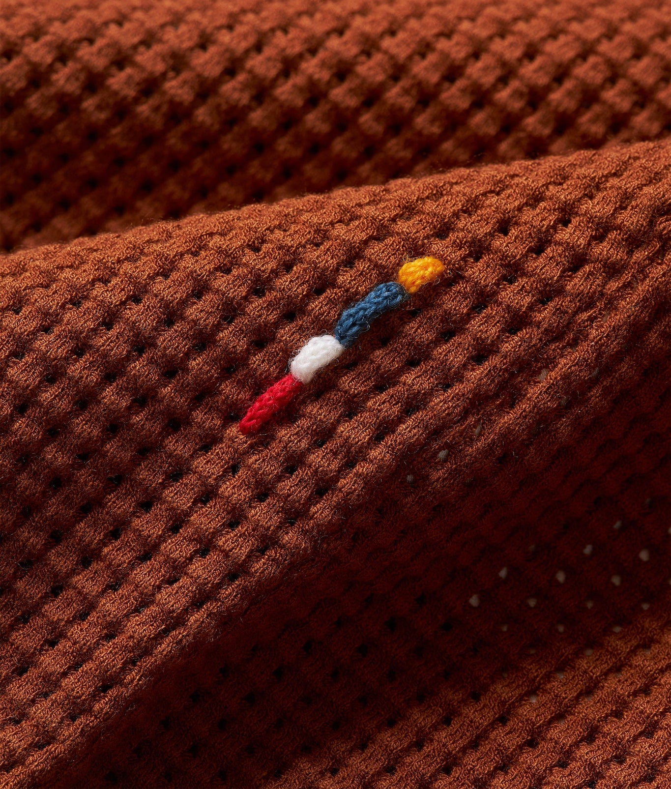 Roddy Tailored Fit Waffle Mesh Stitch Polo Shirt Knitted | Cinnamon Coffee
