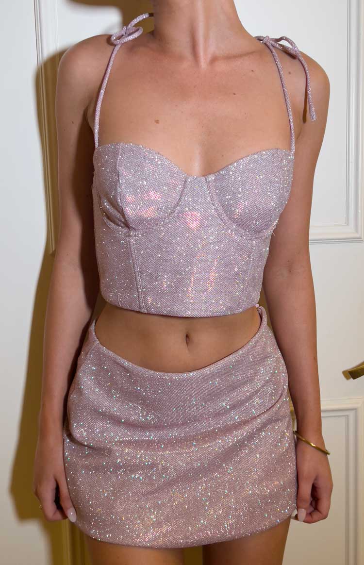 Rosa Tie Shoulder Corset Top | Pink