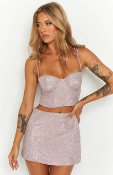 Rosa Tie Shoulder Corset Top | Pink