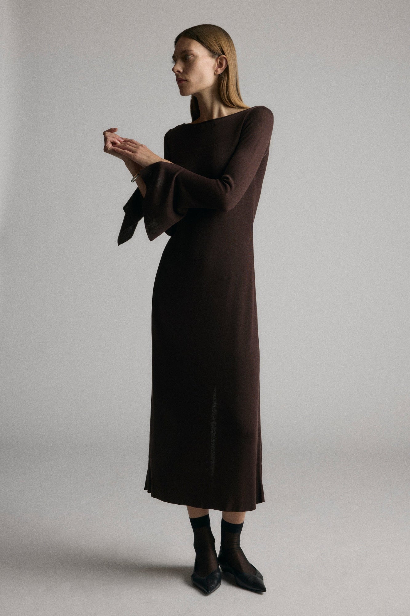 Marije | Rosalynn Semi-Sheer Tencel-Blend Knit Dress in Size Small